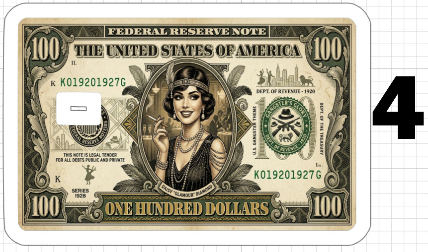 100 Dollar Bill Gangster Girl Credit Gift Debit ATM Card Skin Sticker Gun Note