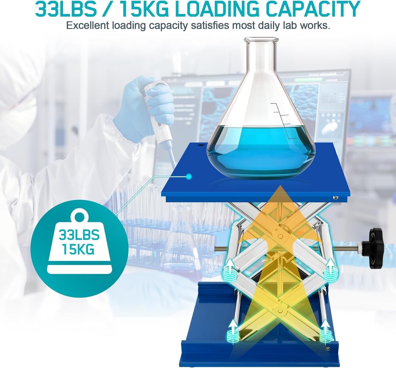 Jack Stand Platform 8" x 8", Laboratory Support Stand 200x200mm Manual Lab Lift