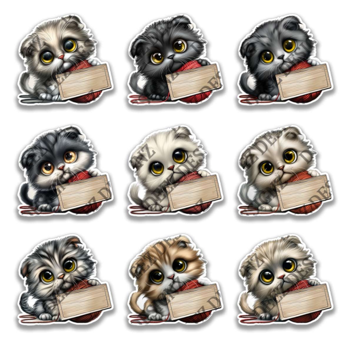 Oliver the Gray Tabby Kitten Stickers Cats Decals (PERSONALIZE!) -2 Pack