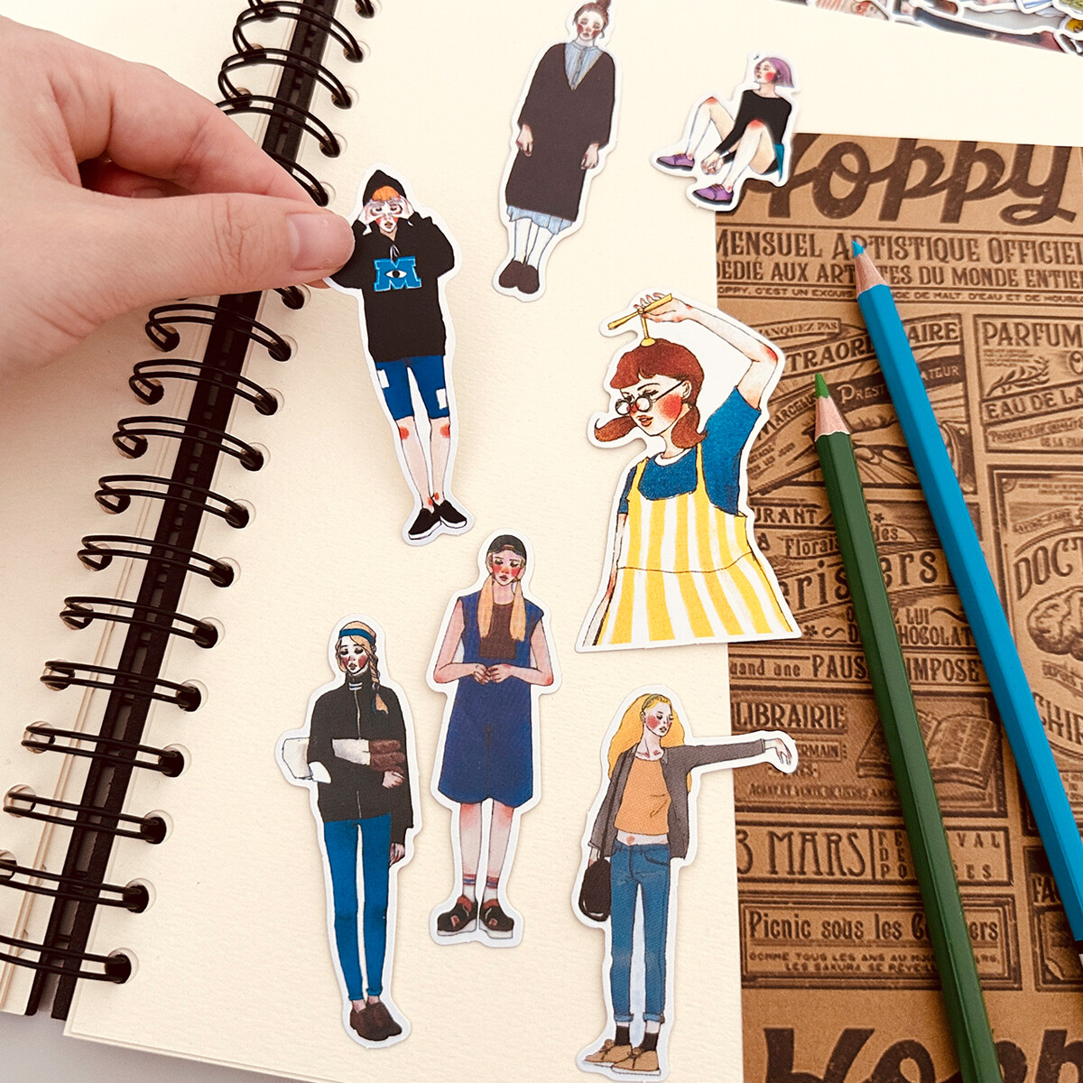 Wrapables Fashion Women People Vinyl Stickers for Scrapbooking, Journaling