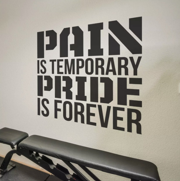 23"x23" Pain in Temporary Motivational Gym Wall Sticker Decal Canada Vinyl BLACK