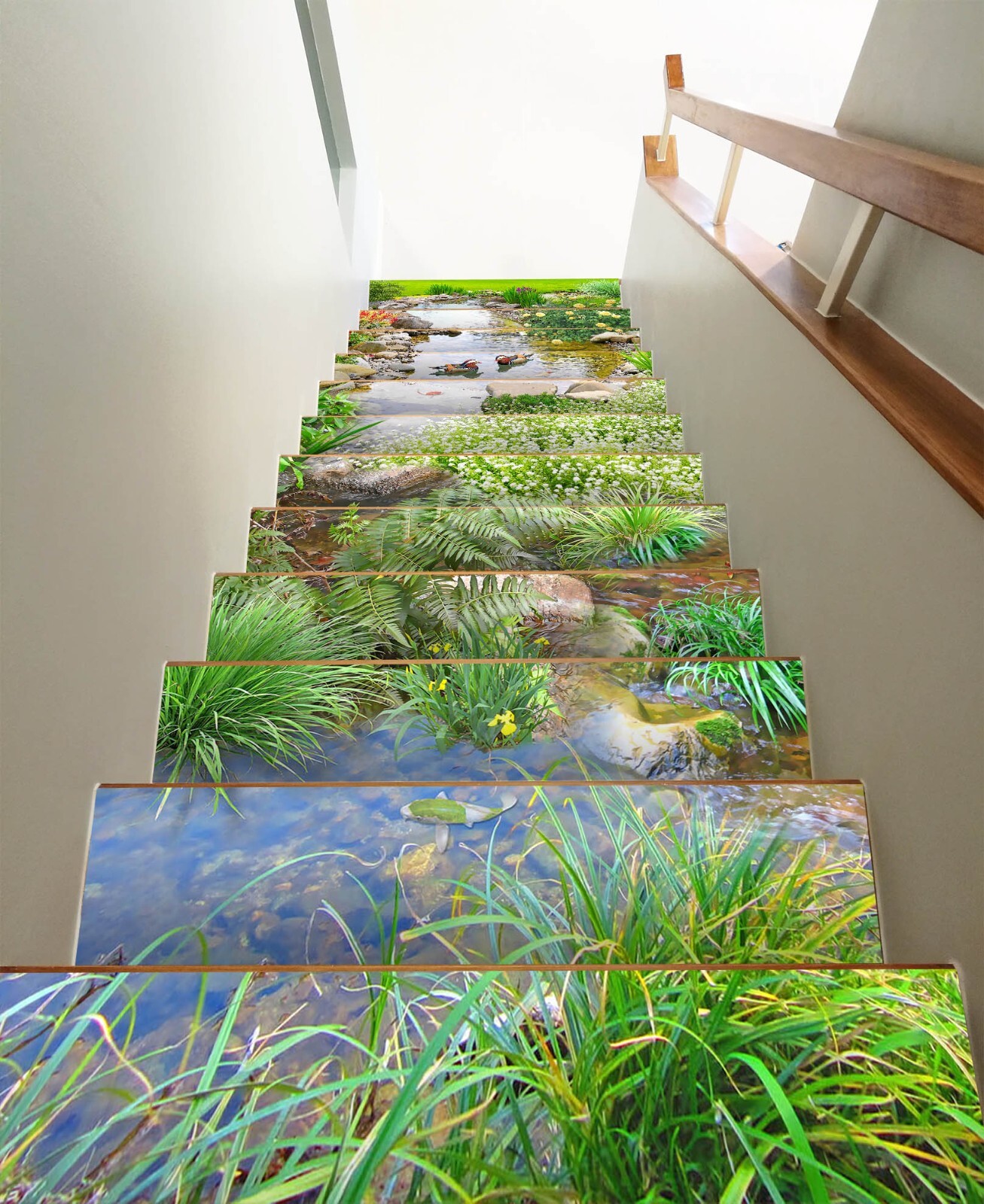 3D Green Grass W049 Stairs Risers Decoration Photo Mural Vinyl Wallpaper Vera