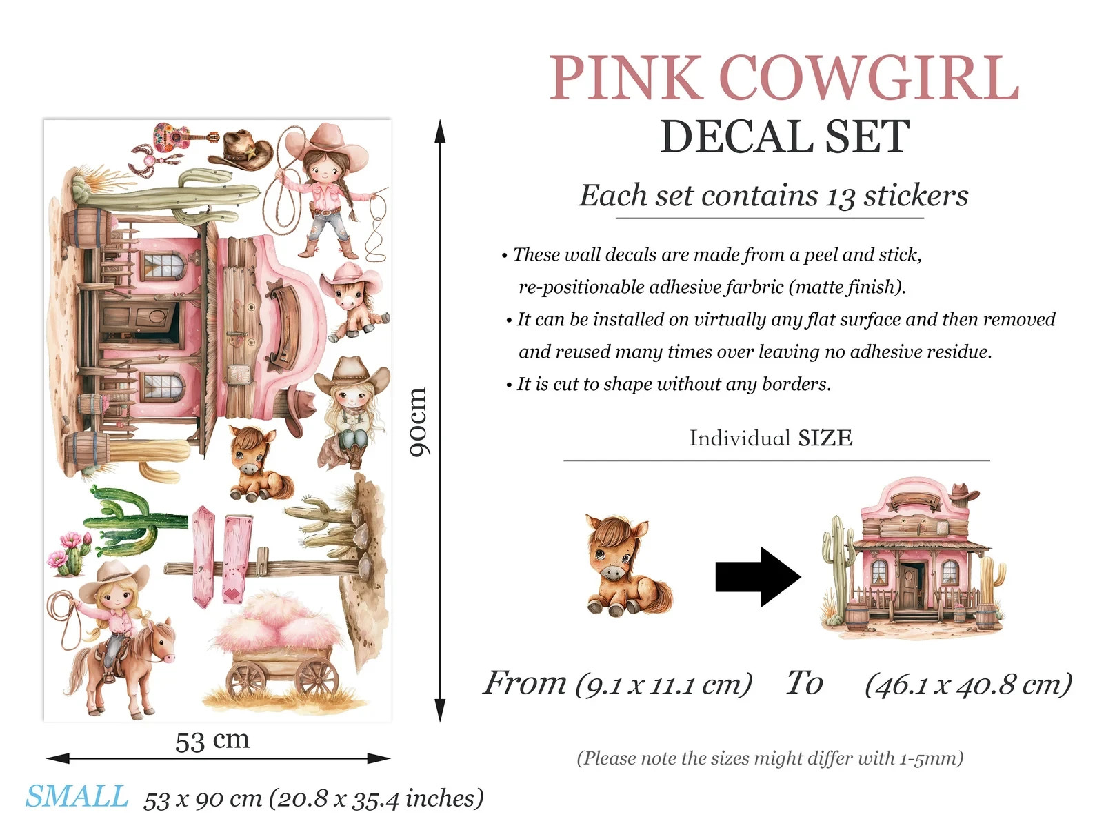 Desert Cowgirl Adventure Cactus Horses – Girls' Room Decor – BR462