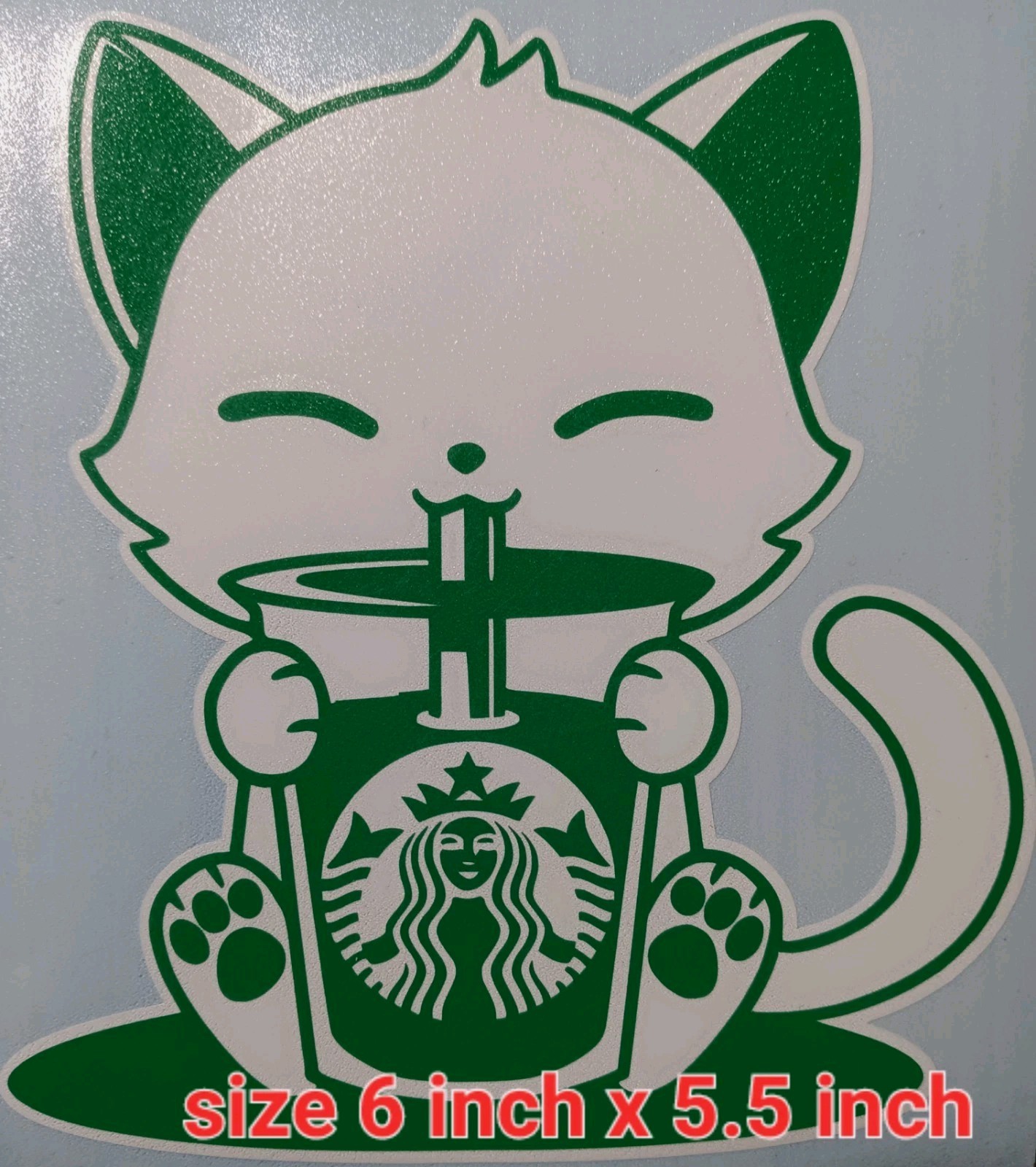 Kitty Cat Starbucks Vinyl Decal Sticker New Size 6×5.5 Inch Free Shipping