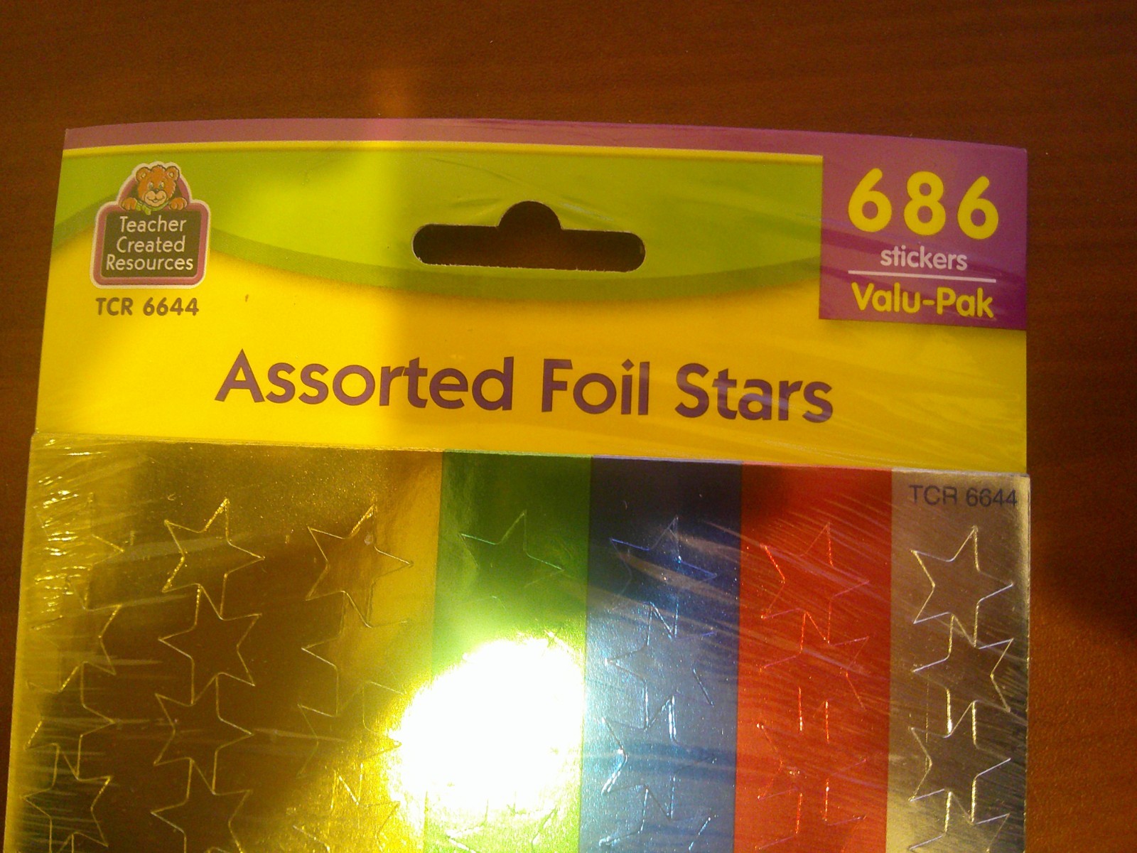 Teacher Created Resources #6644 Foil Stars Stickers Red Blue Gold Green Silver