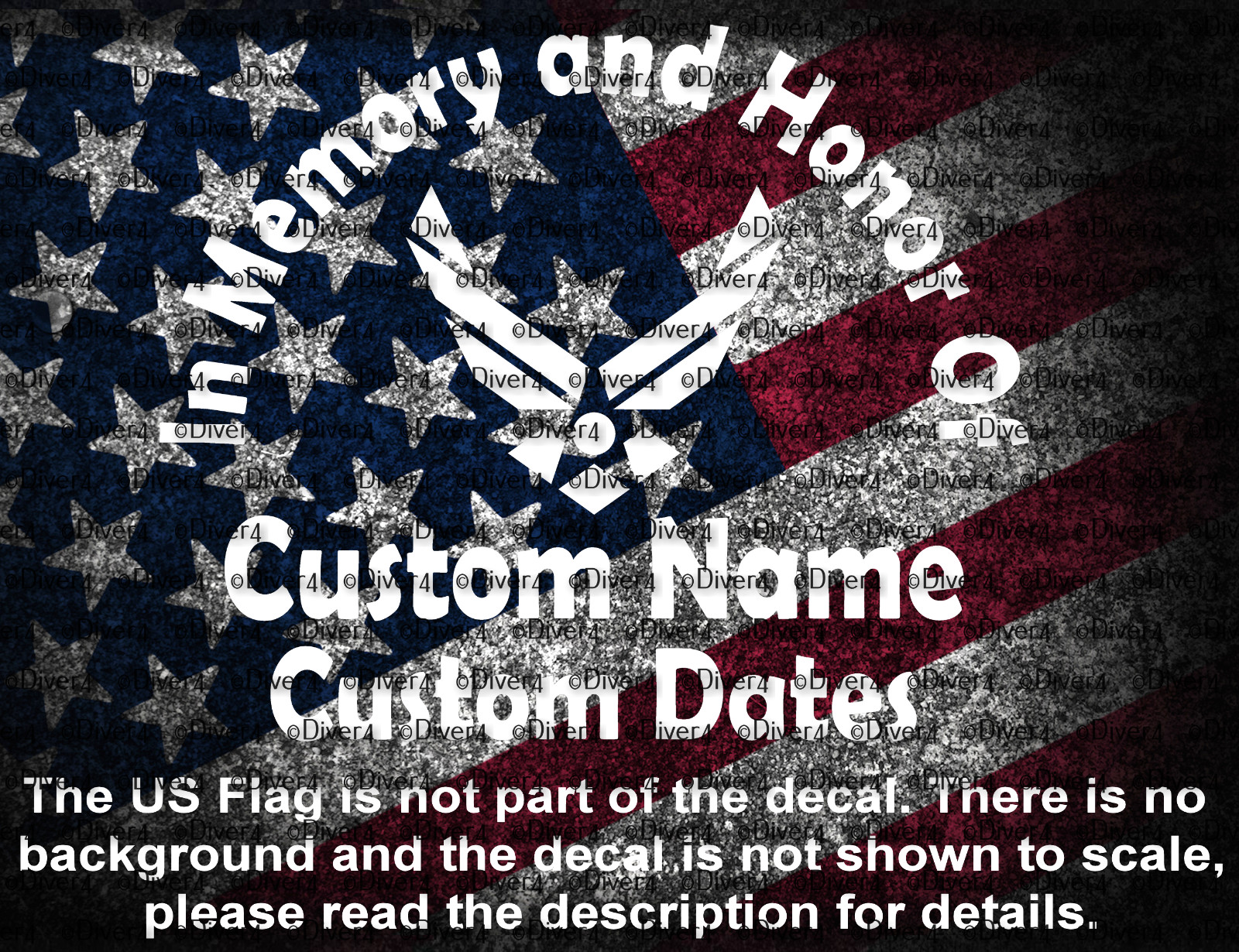In Honor and Memory Of US Air Force Memorial Decal USA Made US Seller