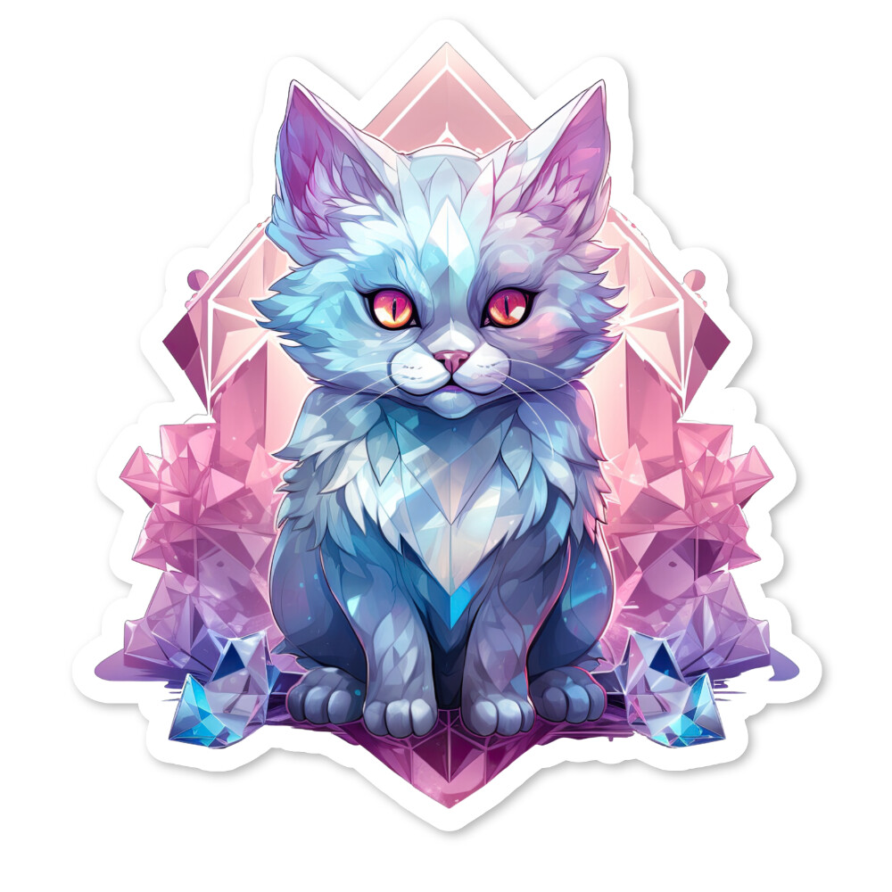 Crystal Cat Vinyl Sticker, Scrapbook, Water Bottle, Laptop, Collectible