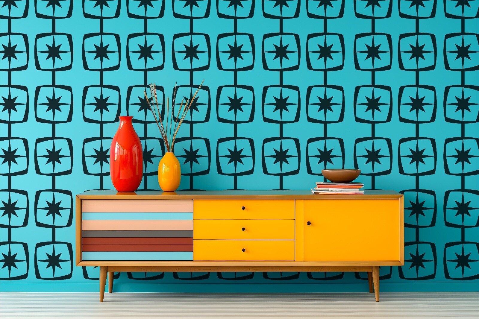 Mid Century Decals, Modern Wall Decal, Geometric Wall Decals, Mid Mod Starburst
