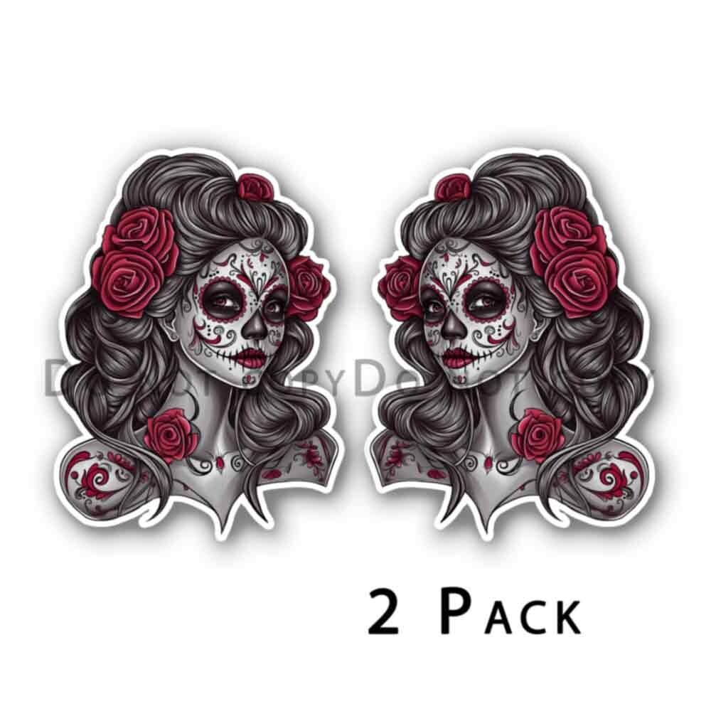 Dia de los Muertos Day of the Dead stickers 2 pack of Decals Sugar Skull #34118