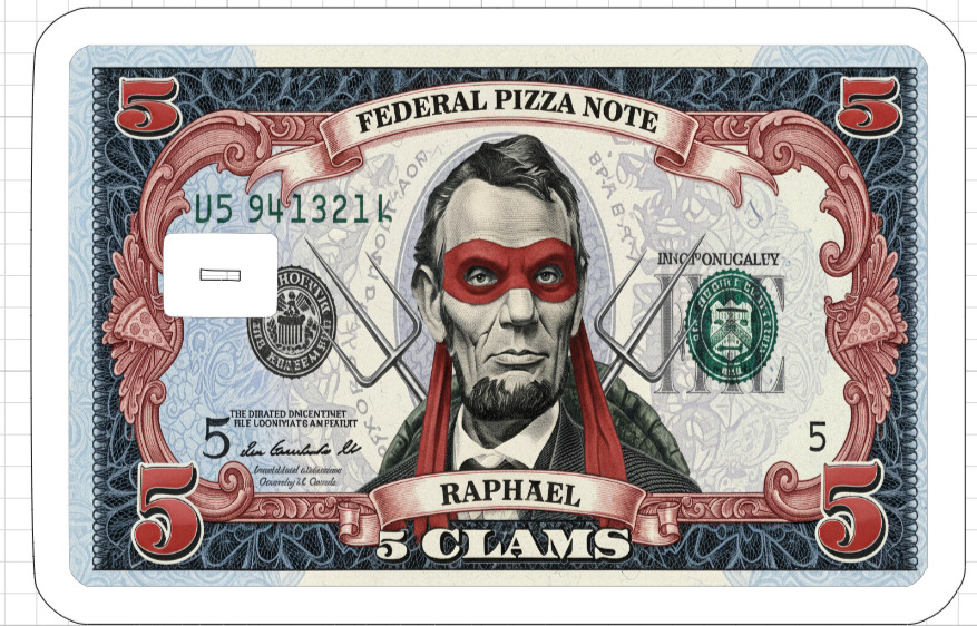 Teenage Mutant Ninja Turtles Credit Debit ATM Card Skin Sticker TMNT 5 Bill USA