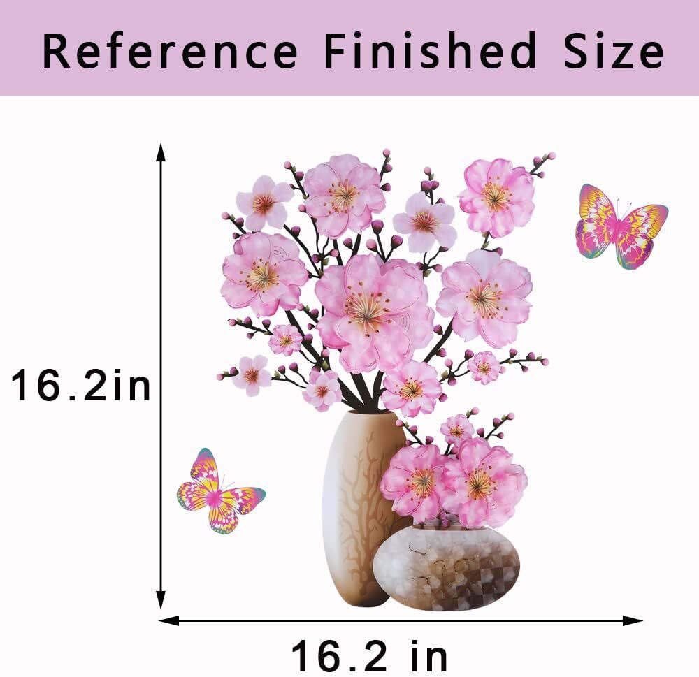 Supzone 3D Vase Wall Stickers Stereo Flower Decal Pink
