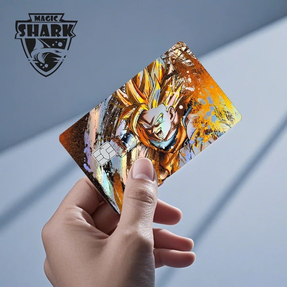 Magic Shark Holographic Credit Card Sticker Goku Vegeta Skin Cover New
