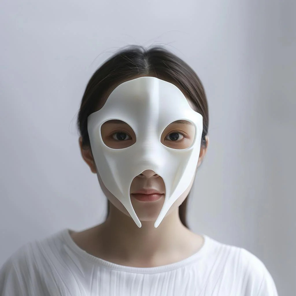 3D Printed Futuristic Mask | Minimal Anime Style Facepiece for Cosplay | Unique