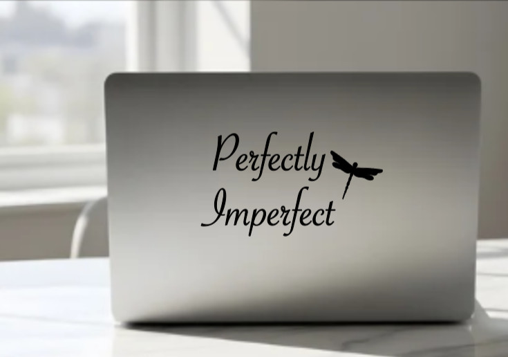 Perfectly Imperfect Dragonfly Vinyl Decal Bumper Sticker Car Window Mirror Wall