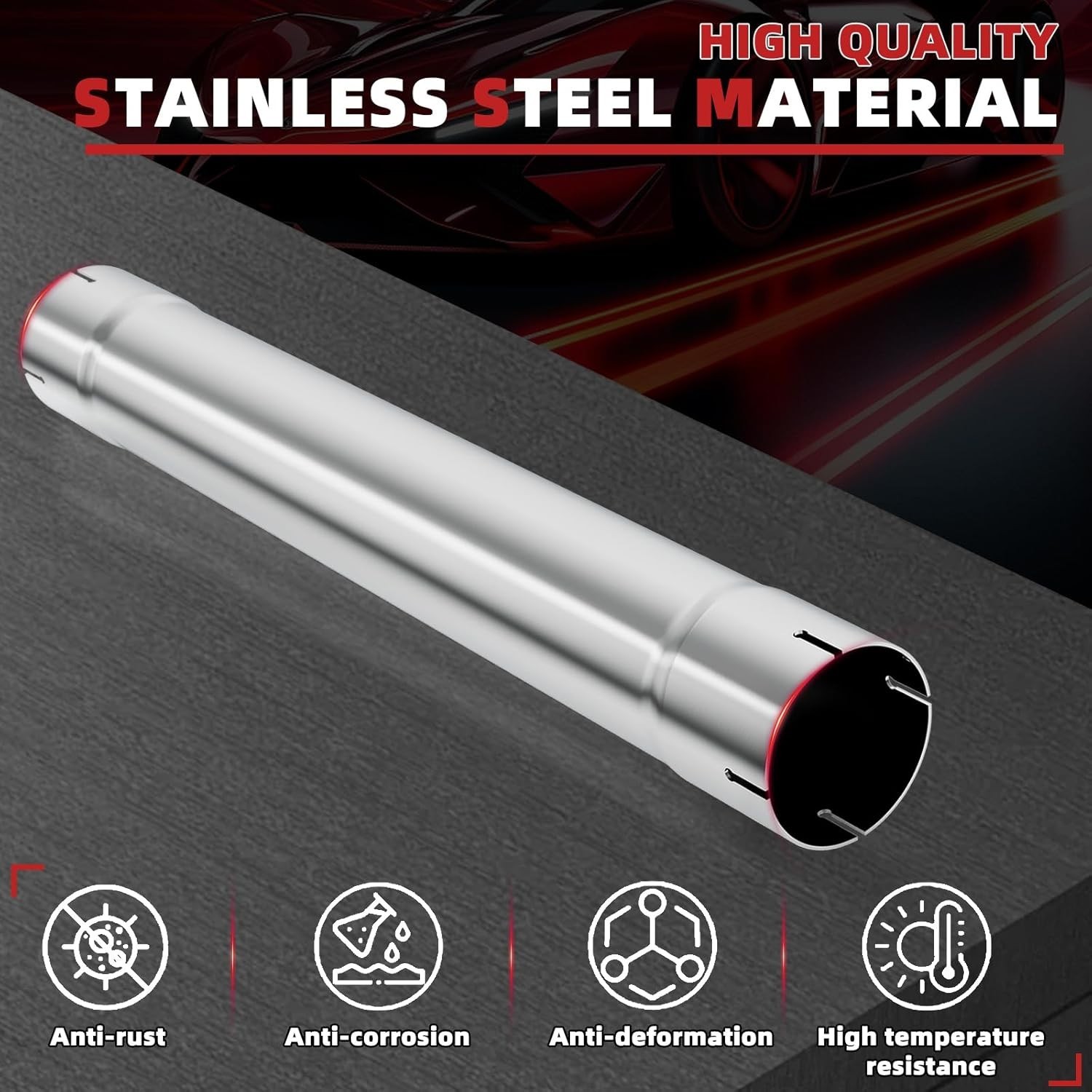LCGP 4" Muffler Straight Pipe Stainless Steel 30" Long 4 Inch without Clamps