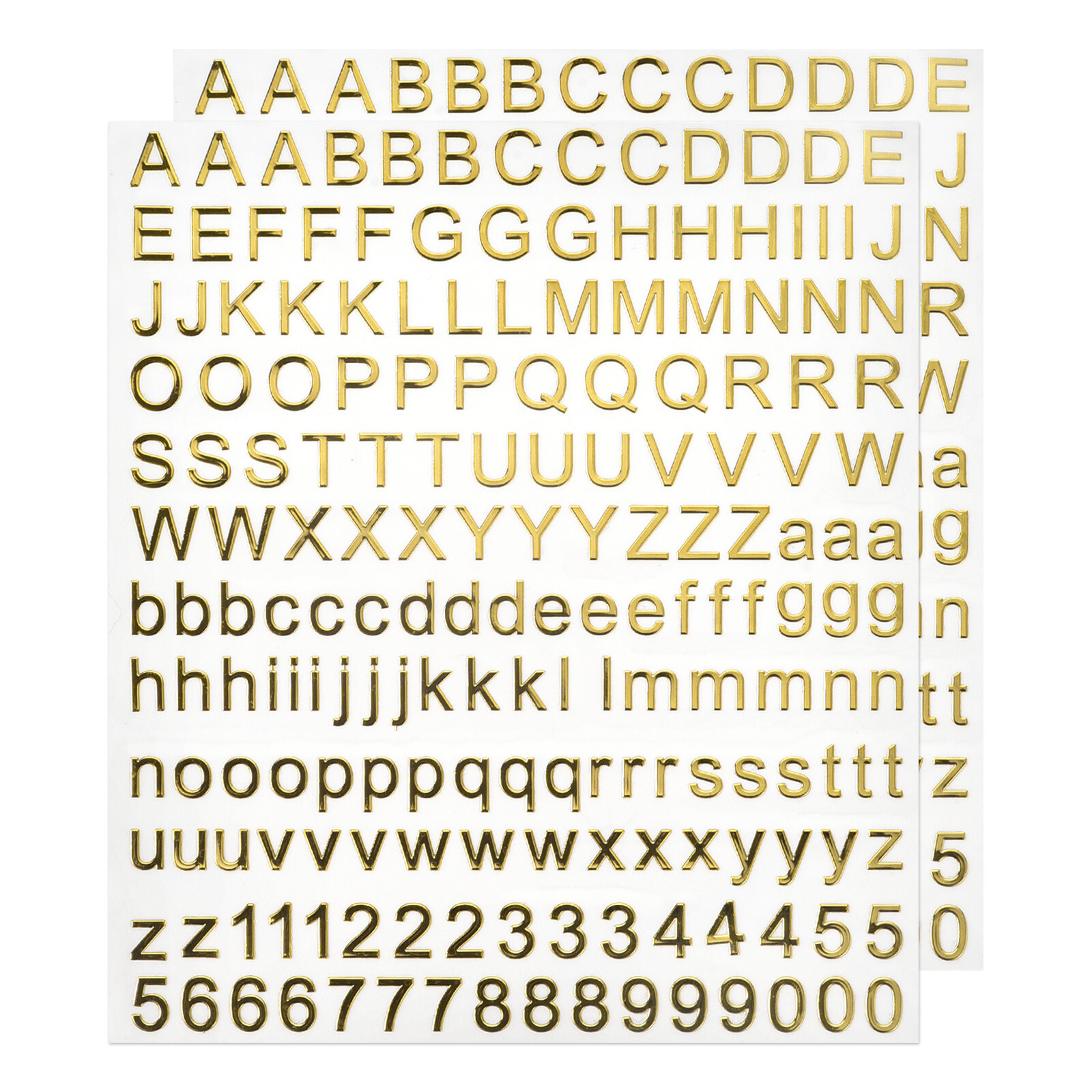 Alphabet Letters Number Stickers Foil Glitter Self Adhesive Gold 2 Sheets
