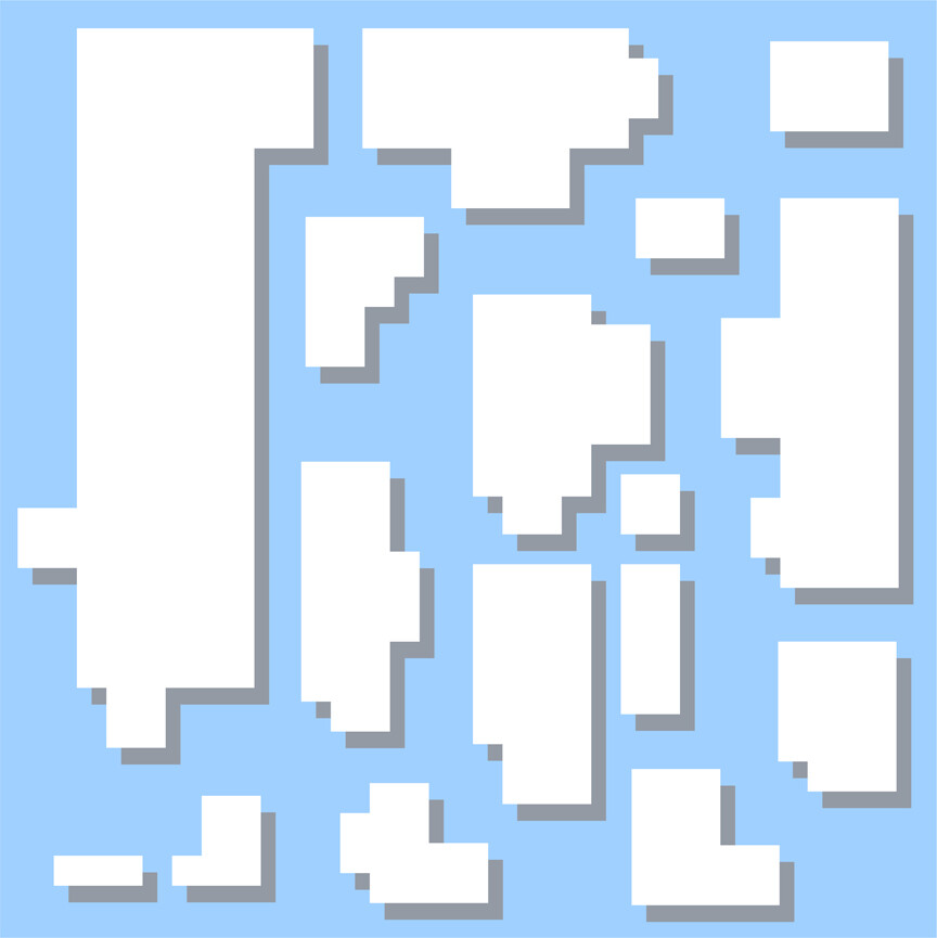 16 Blocky Cloud Mine Themed Decals for Ceilings or Walls – Peel and Stick