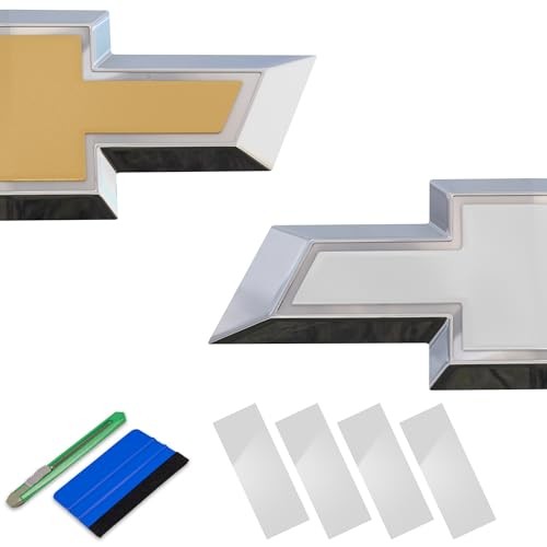 Compatible with Chevy Bowtie Emblem Vinyl Wrap Kit Logo 4PCS Gloss White