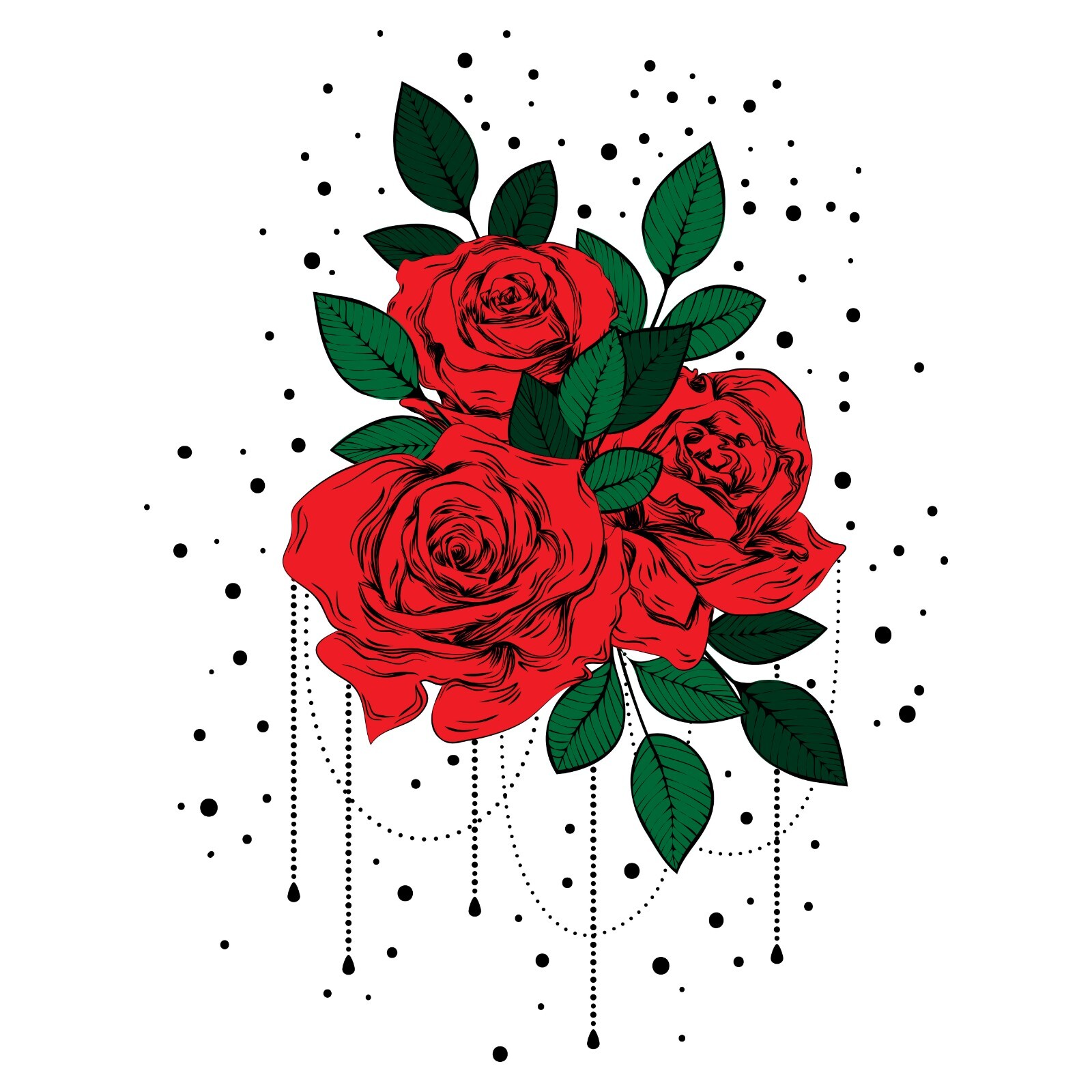Rose Sticker (4 Inch) Gothic Retro Vine Sketch Vintge Botanical Floral Black