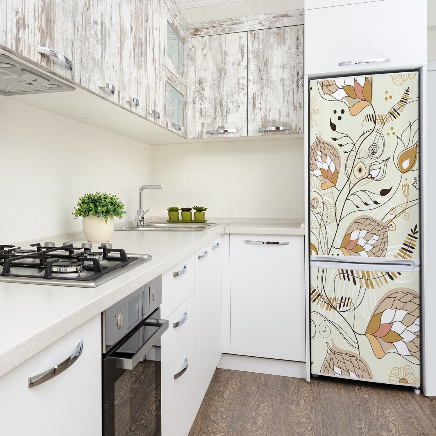3D Refrigerator Wall Kitchen Removable Sticker Magnet Flowers Plants ornaments