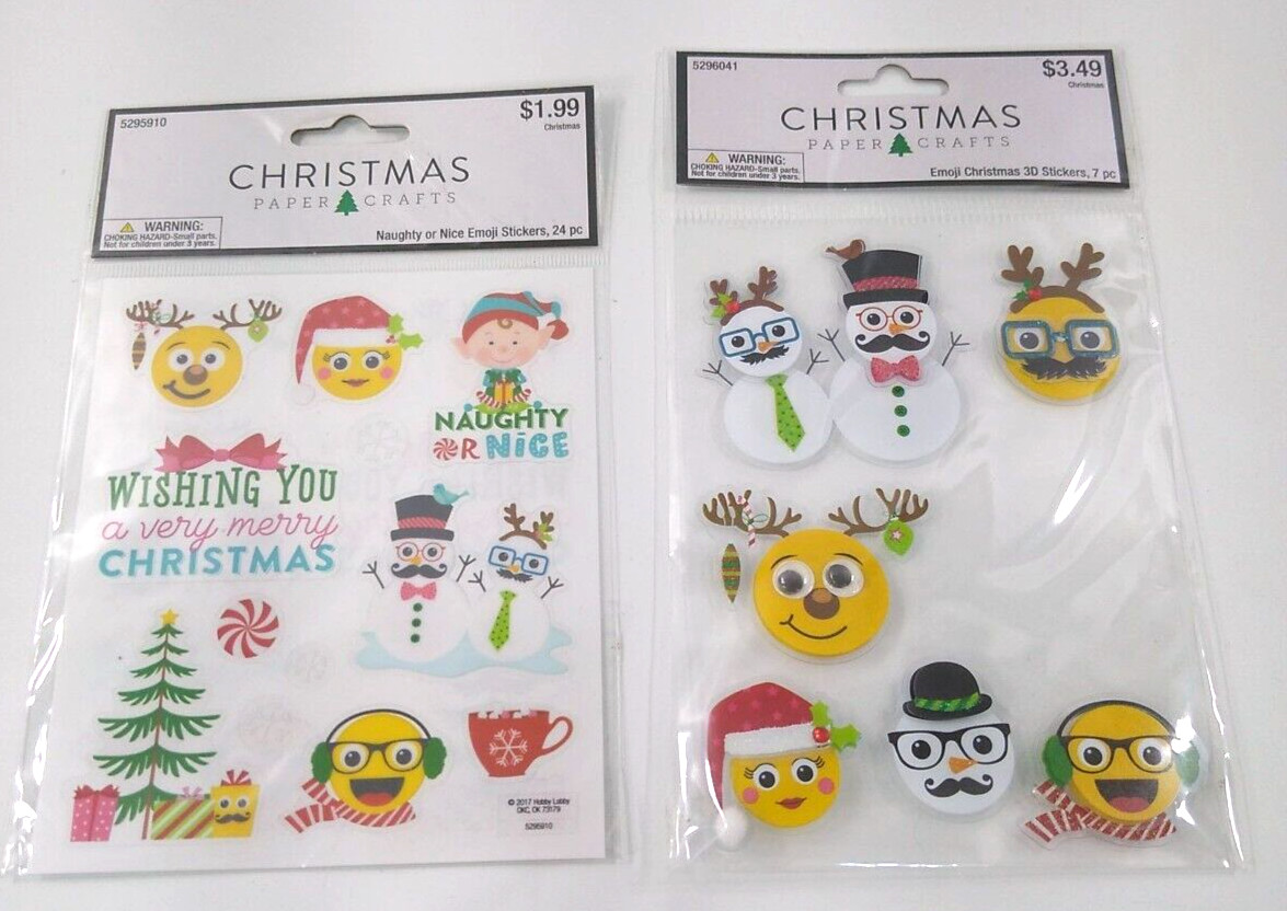 Paper Crafts Christmas Emoji Stickers 31pc Hobby Lobby Planner Scrapbook Gift