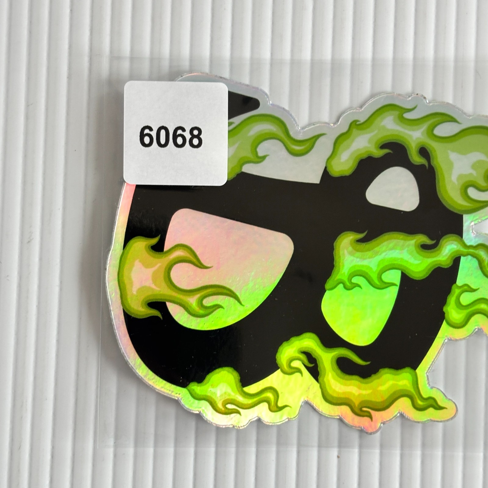 BucketSquad Sticker Black Green Flames 4in Letter B