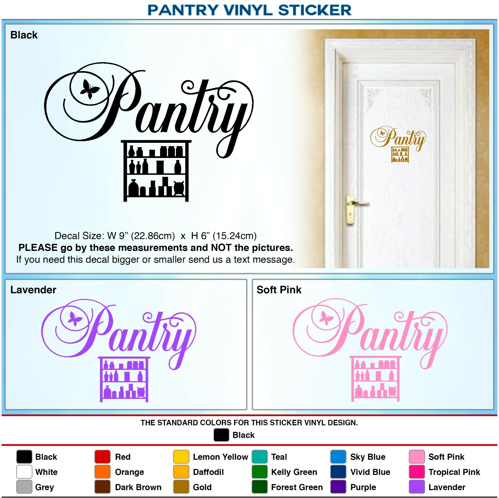 Pantry Door Sign, Kitchen Art Vinyl, Home Decor, Wall Sticker, Door Decal 026