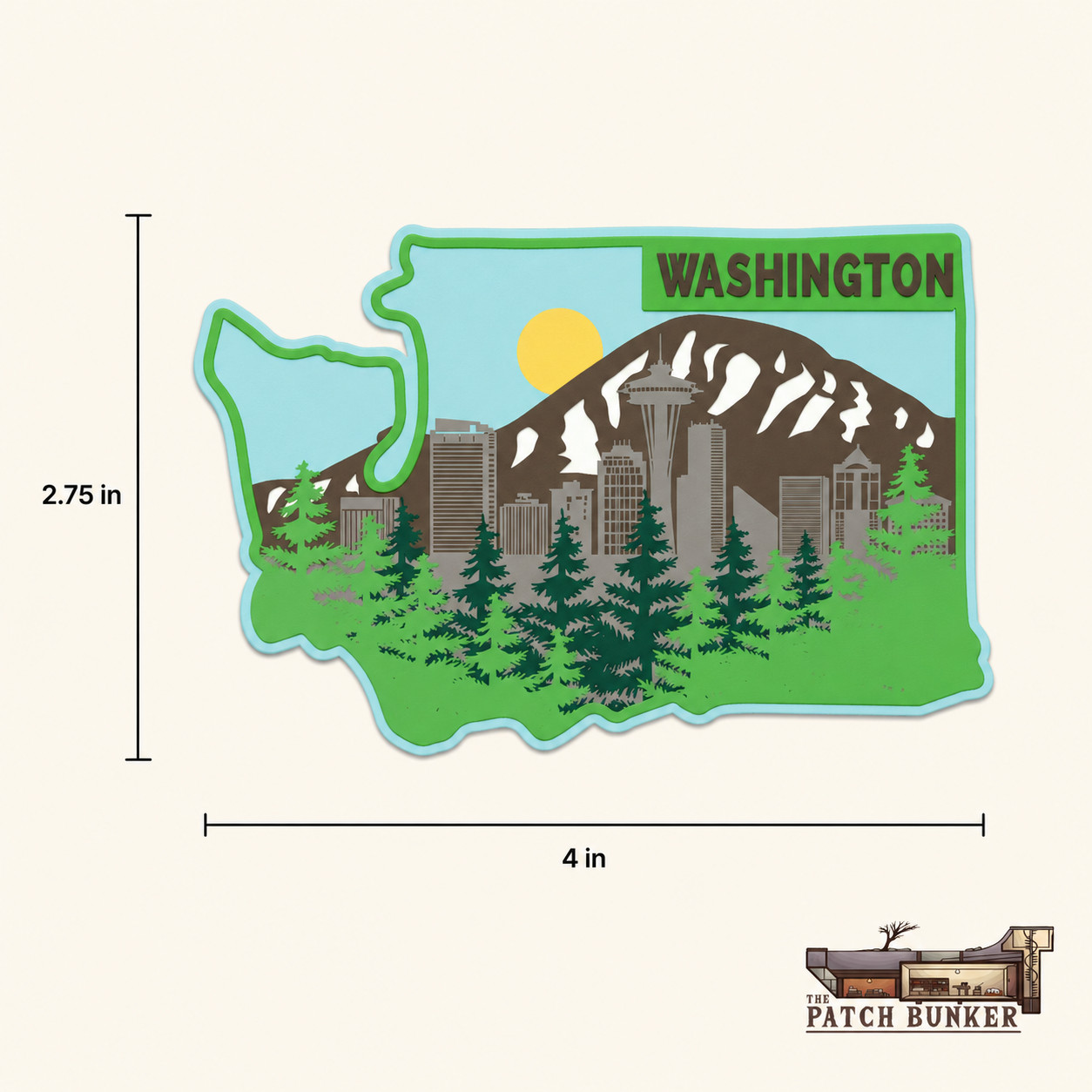 Washington State Vinyl Sticker 4×2.75 Inches – Waterproof, Glossy, Durable