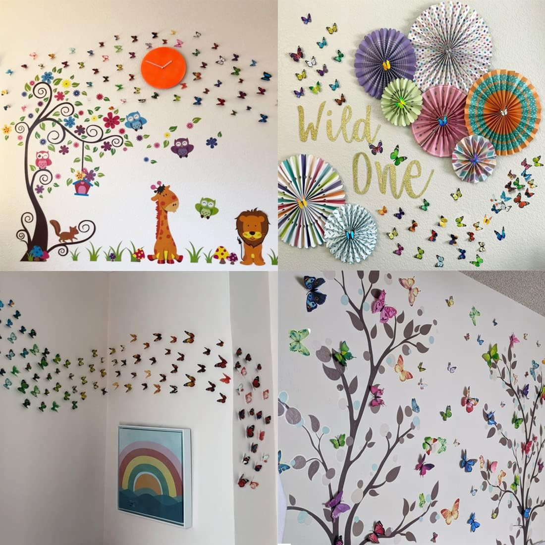 80 PCS Butterfly Wall Stickers Waterproof Removable Reusable Home Bedroom Decor