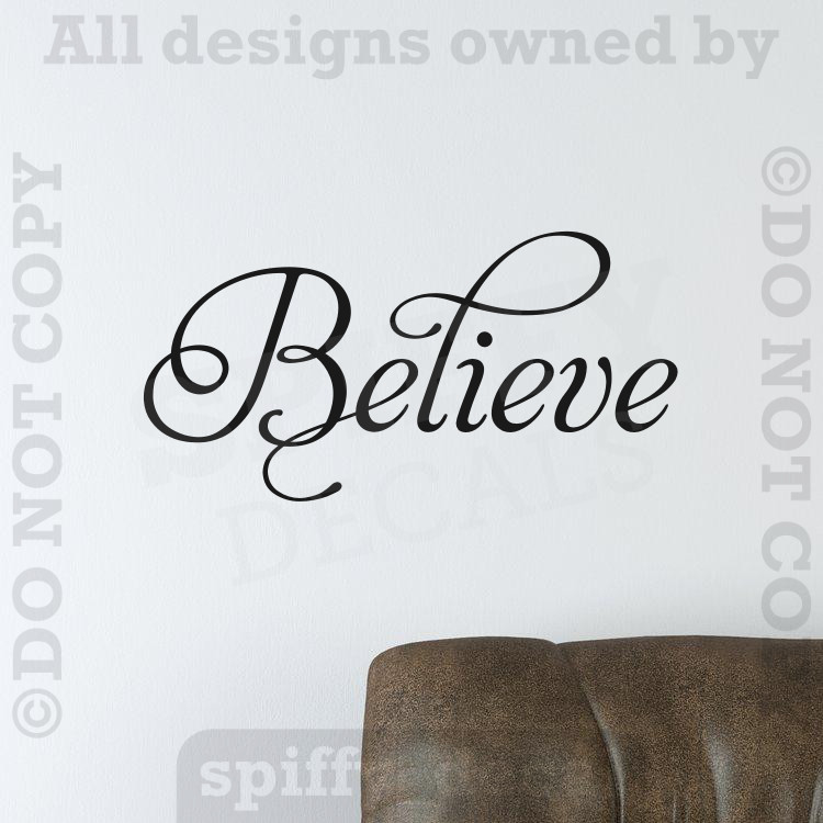 BELIEVE Removeable Vinyl Wall Decal Decor Lettering Sticker Art Inspiration