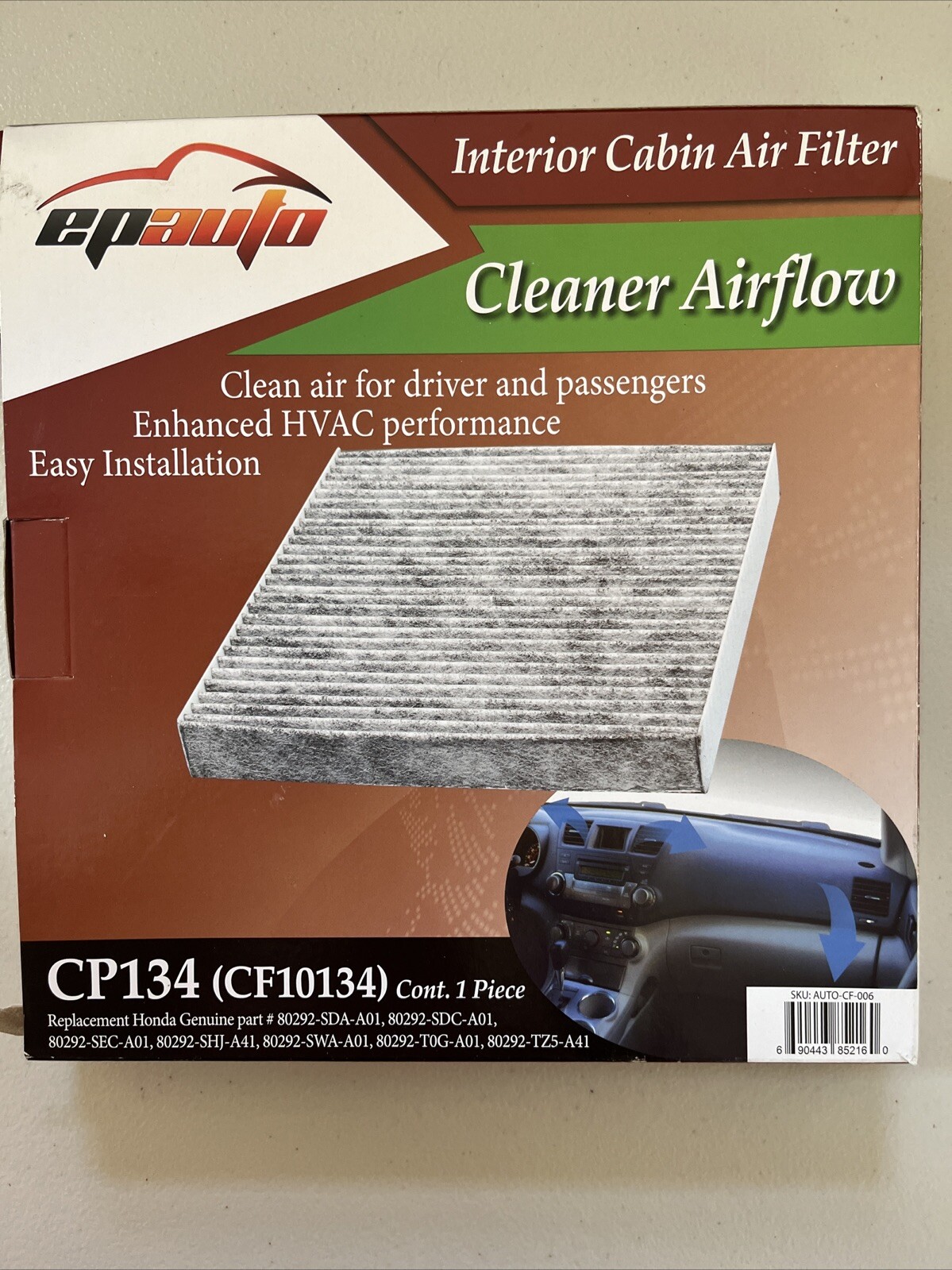 EPAuto AUTO-CF-006 Honda and Acura Premium Cabin Air Filter with Activated…