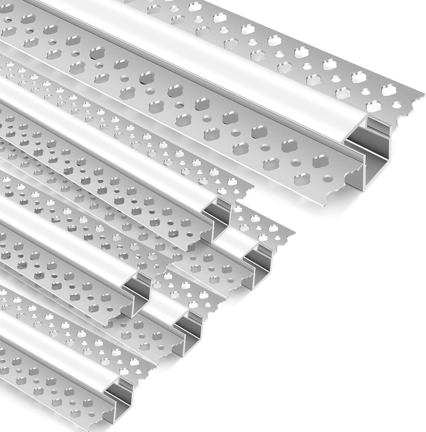 Aluminum LED Channel 6 Pack 1M (3.3FT) Each, Plaster-In Recessed Aluminum Profil