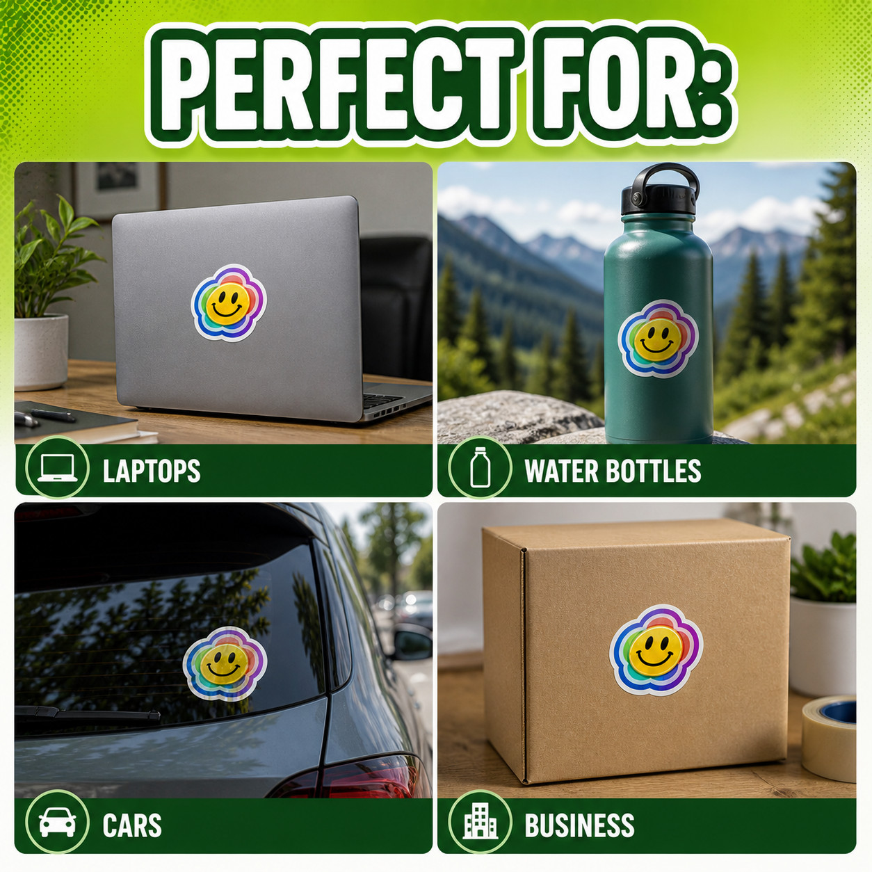 Custom Logo Vinyl Stickers Die Cut Waterproof Gloss Business Labels Decals
