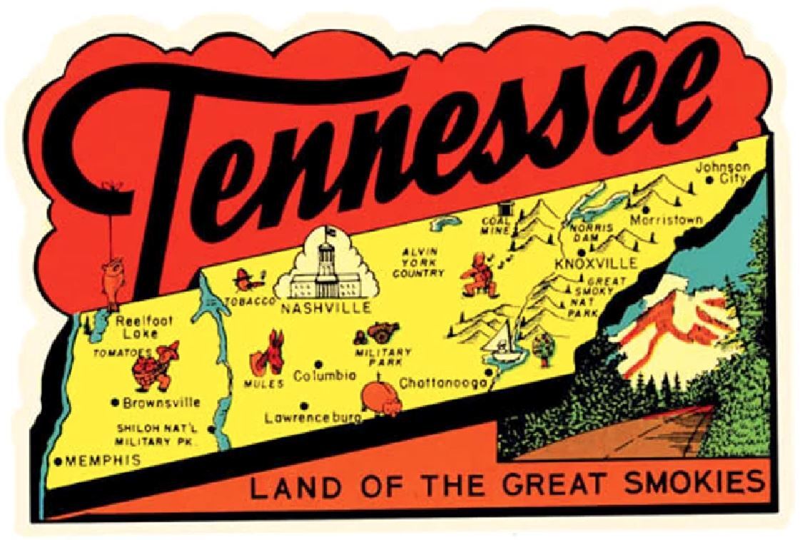 Vintage Look Tennessee Sticker Decal R7294