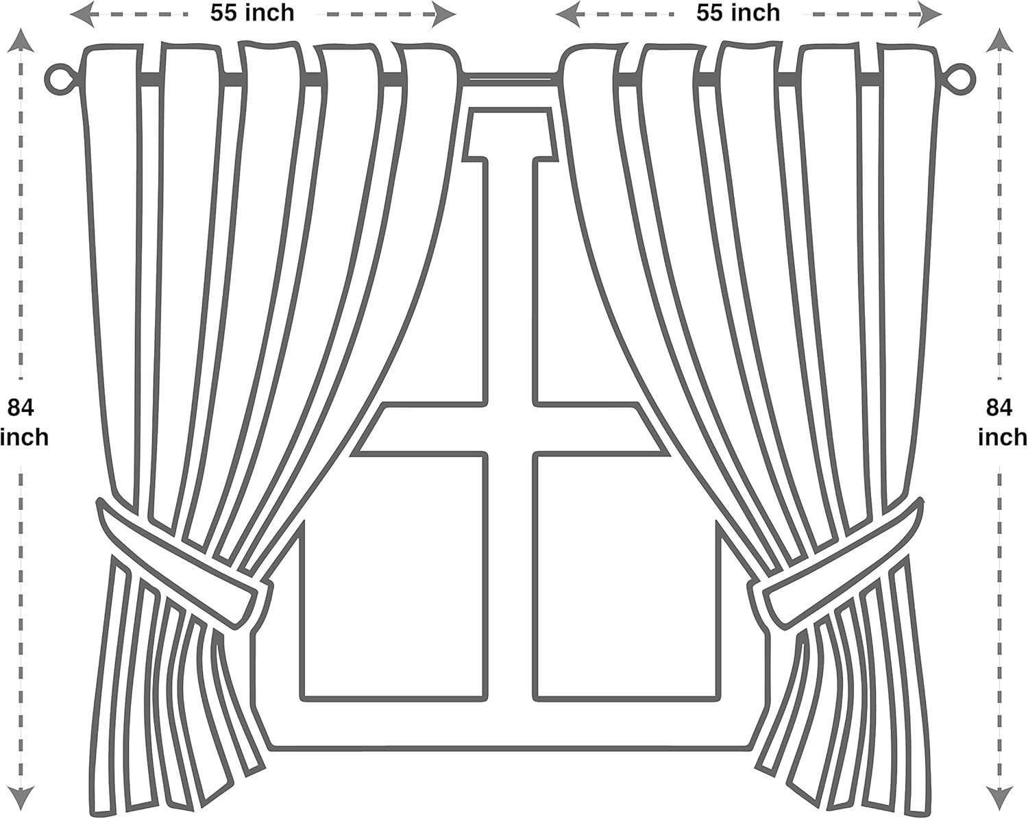 Luxury Jacquard 2 Panel Curtain Set with Valance & Backing – Taupe, 55×84
