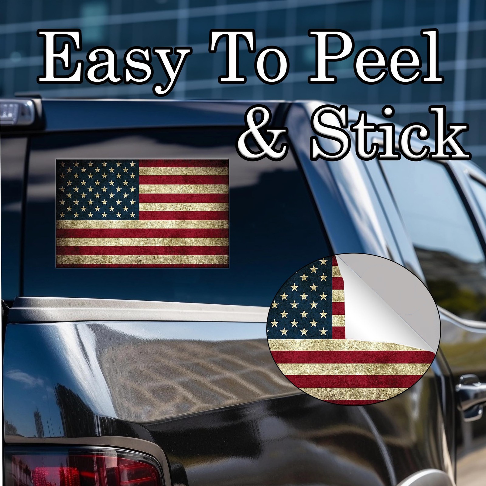 Large Rustic Tattered American USA Flag Car Truck Window Decal Patriotic Auto…