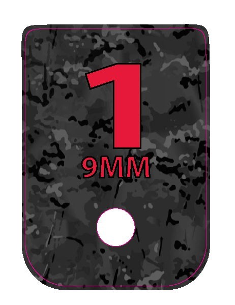 FITS GLOCK 9MM BLACK MULTICAM BACKGROUND RED TEXT NUMBERED 1-6 set of six
