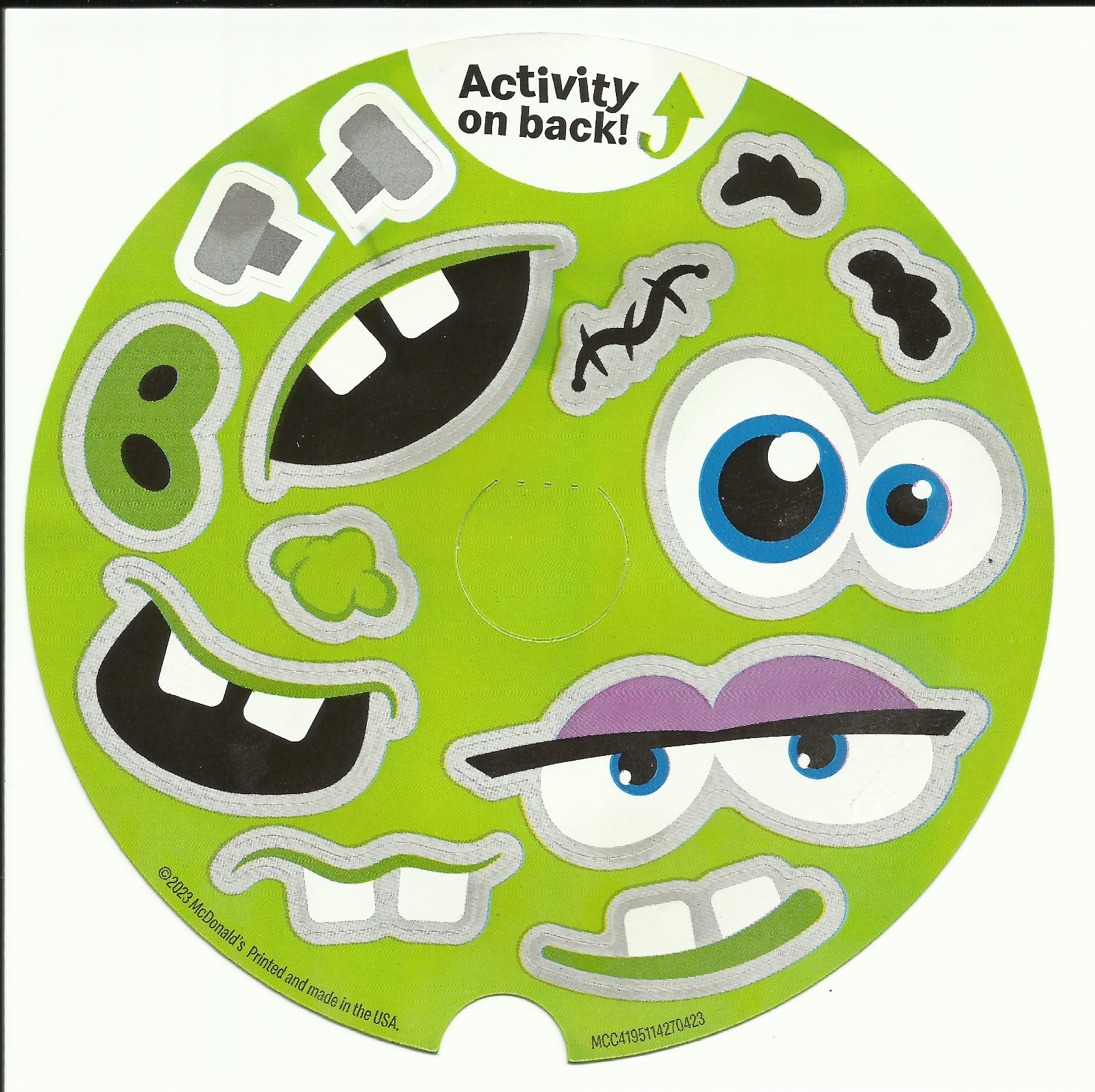 McDonald's Happy Meal Mix 'n Mash Monsters sticker sheet 6" 2023