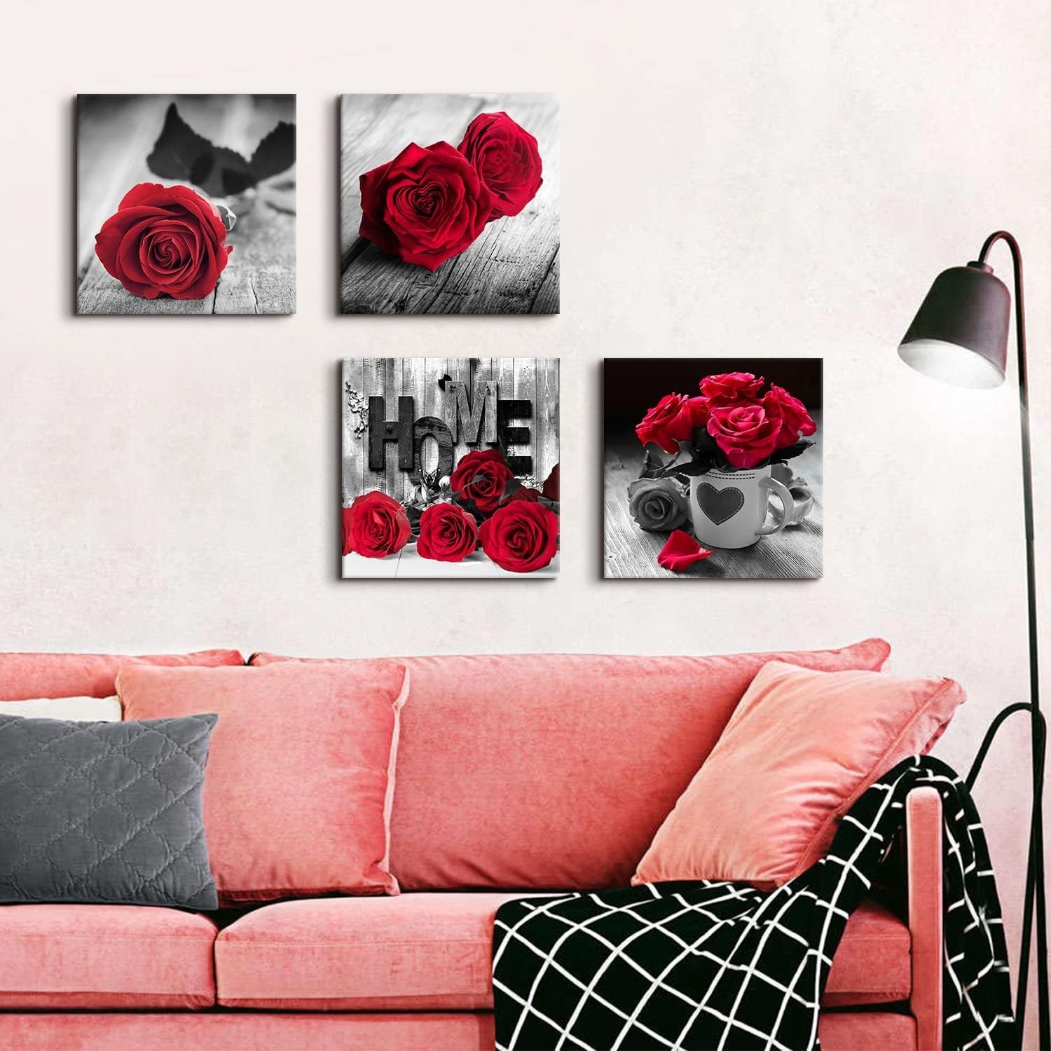 Versatile Floral Canvas Wall Art – 4 Panels 12×12