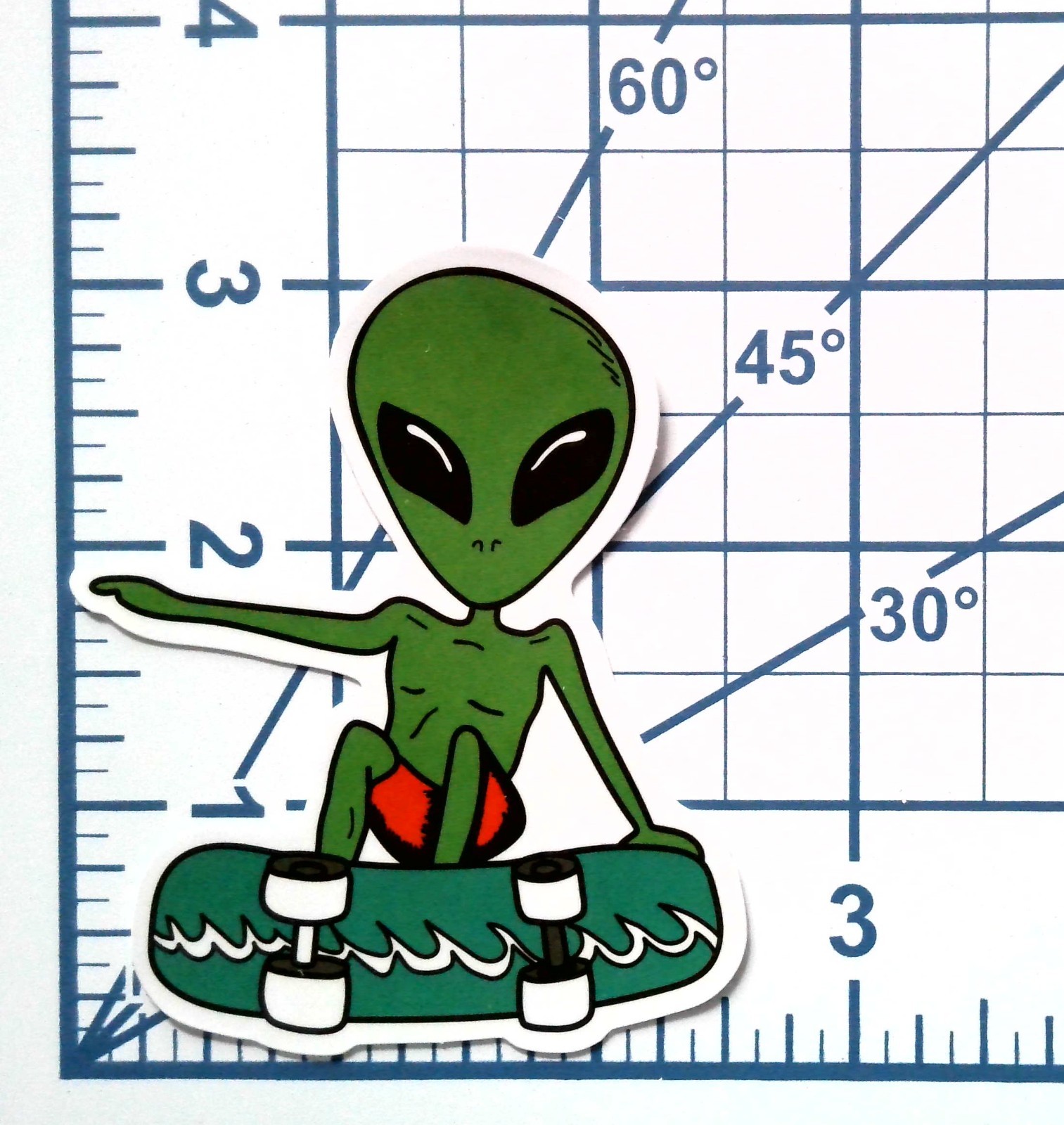 Green Alien Skateboard Surf Outer Space Vinyl Sticker Decal Die Cut
