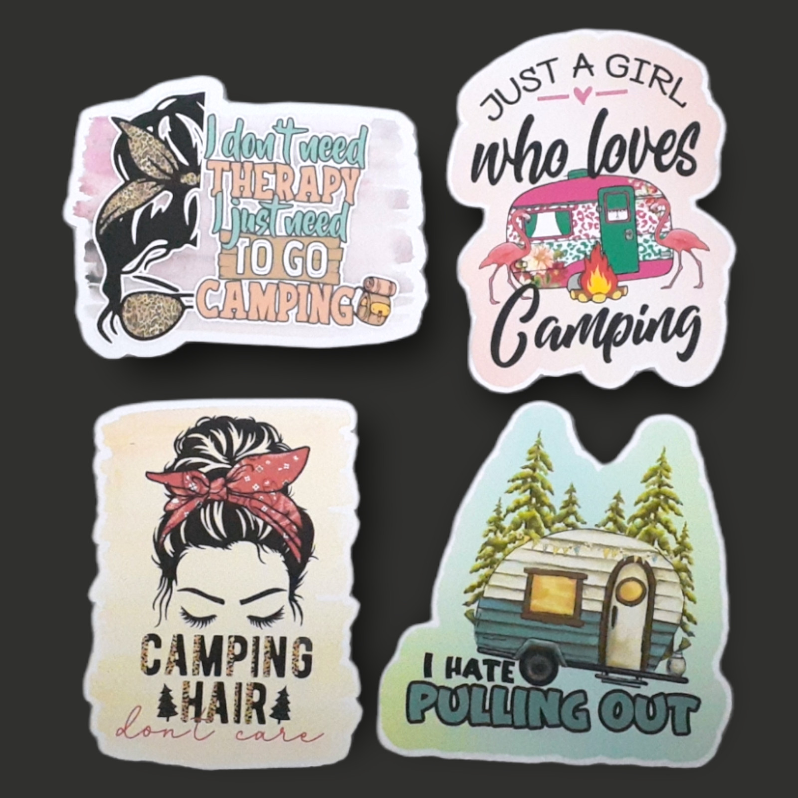 Camping Vinyl Stickers, Camping Hair, Hate Pulling Out, Don't Need Therapy, Love