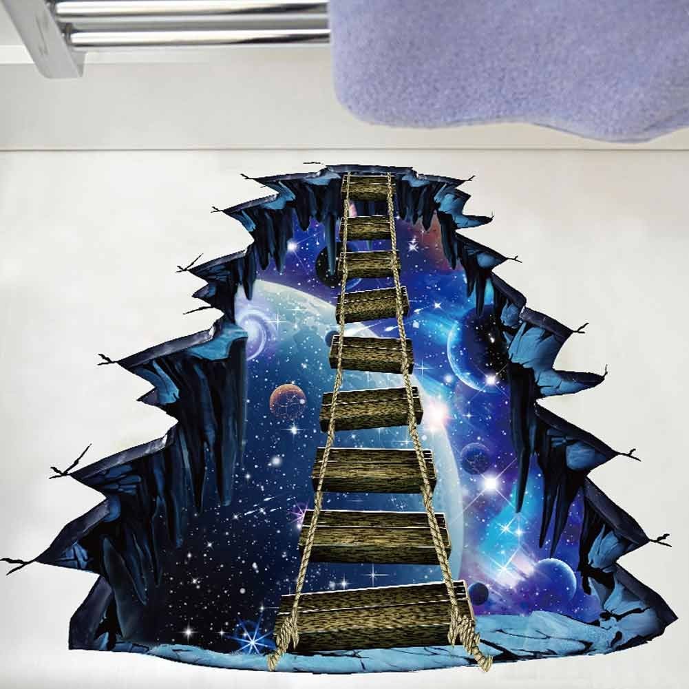 Blue Galaxy Bridge Wall Sticker,3D Outer Space Decorations Decal for Home Dec…