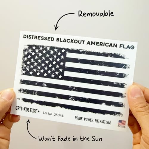 GRITKULTURE Classic American Flag Removable Decal Graphic Vintage Subdued Black