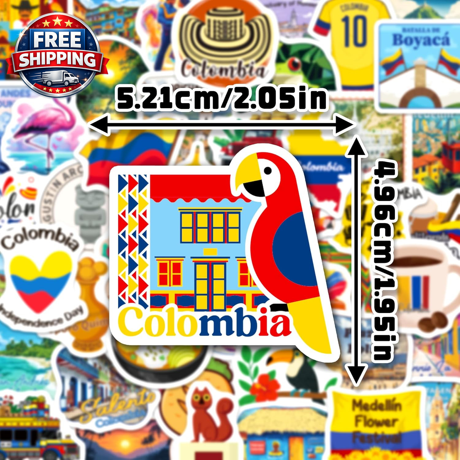 Colombia Stickers, 200 PCS Colombia Travel Sticker Pack for Kids Adults, Colombi