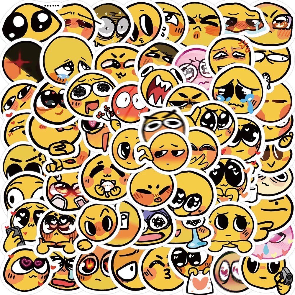 60 PCS Smiley Face Yellow Emoji Stickers Decals Hydro Yeti Binder Free Shipping!