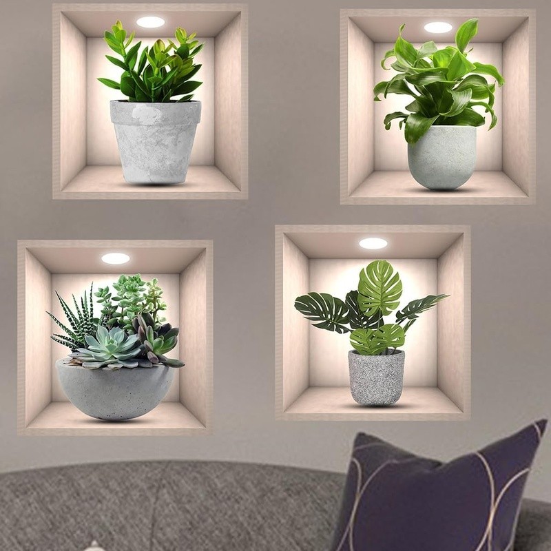 4 Pack Botanical Plants Wall Decals Home Decor Living Room Bedroom Kitchen New