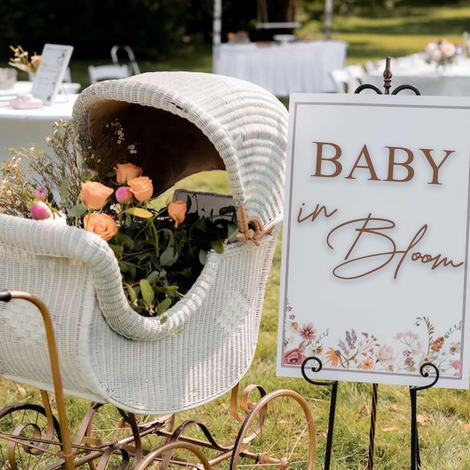 Baby in Bloom Decal Sign – Girl or Boy Baby Shower Decal,Gender Reveal Sign D…