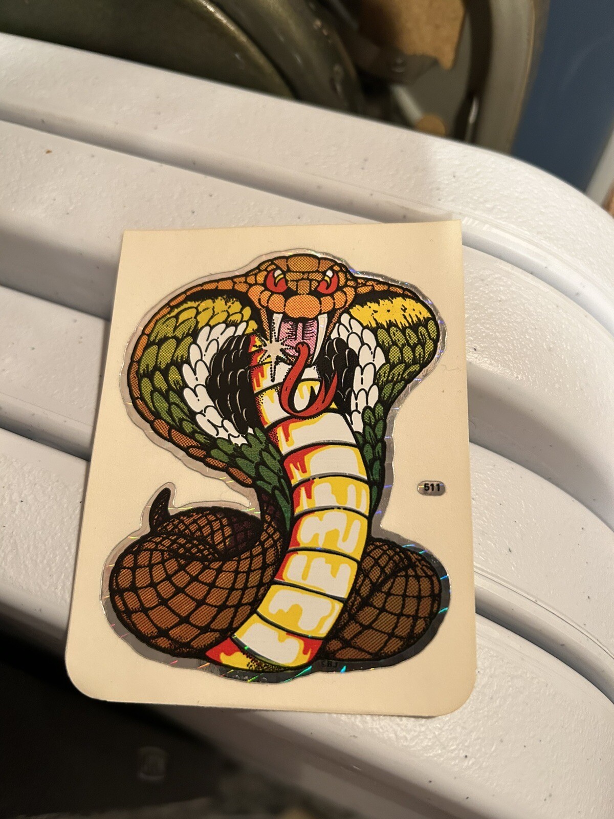 Original 1960’s/70’s Holographic Reflective Cobra Sticker Decal 4” X 3”