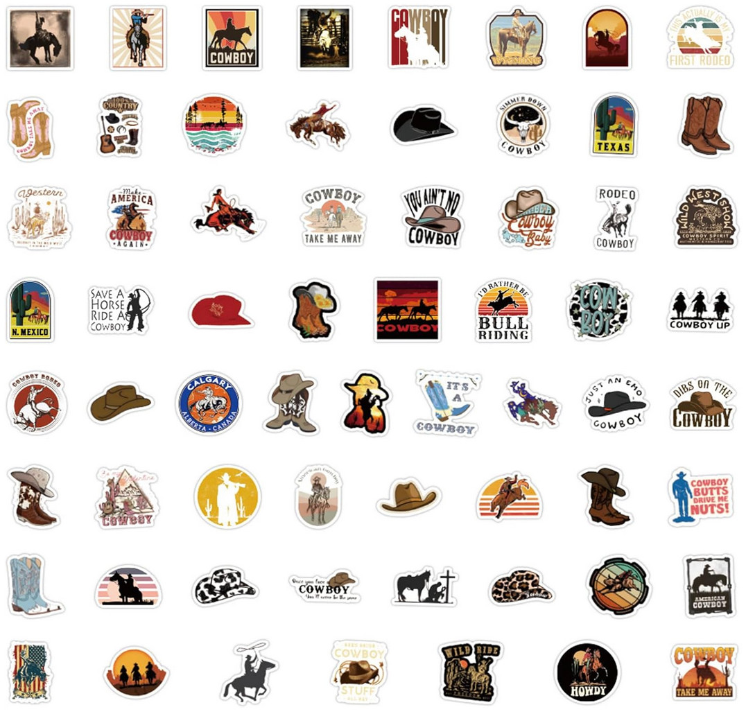LOT OF 10 PCS COWBOY country western cowboys horseman rodeo Vinyl Sticker flakes