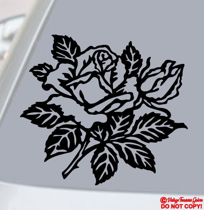 ROSE ~ VINYL DECAL STICKER CAR TRUCK REAR WINDOW BUMPER WALL FLOWER LOVE SYMBOL